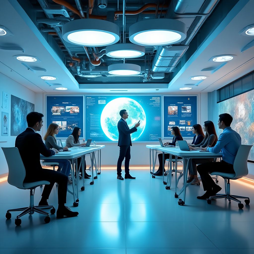 Equipo de Filtrationswus en sala de capacitación moderna