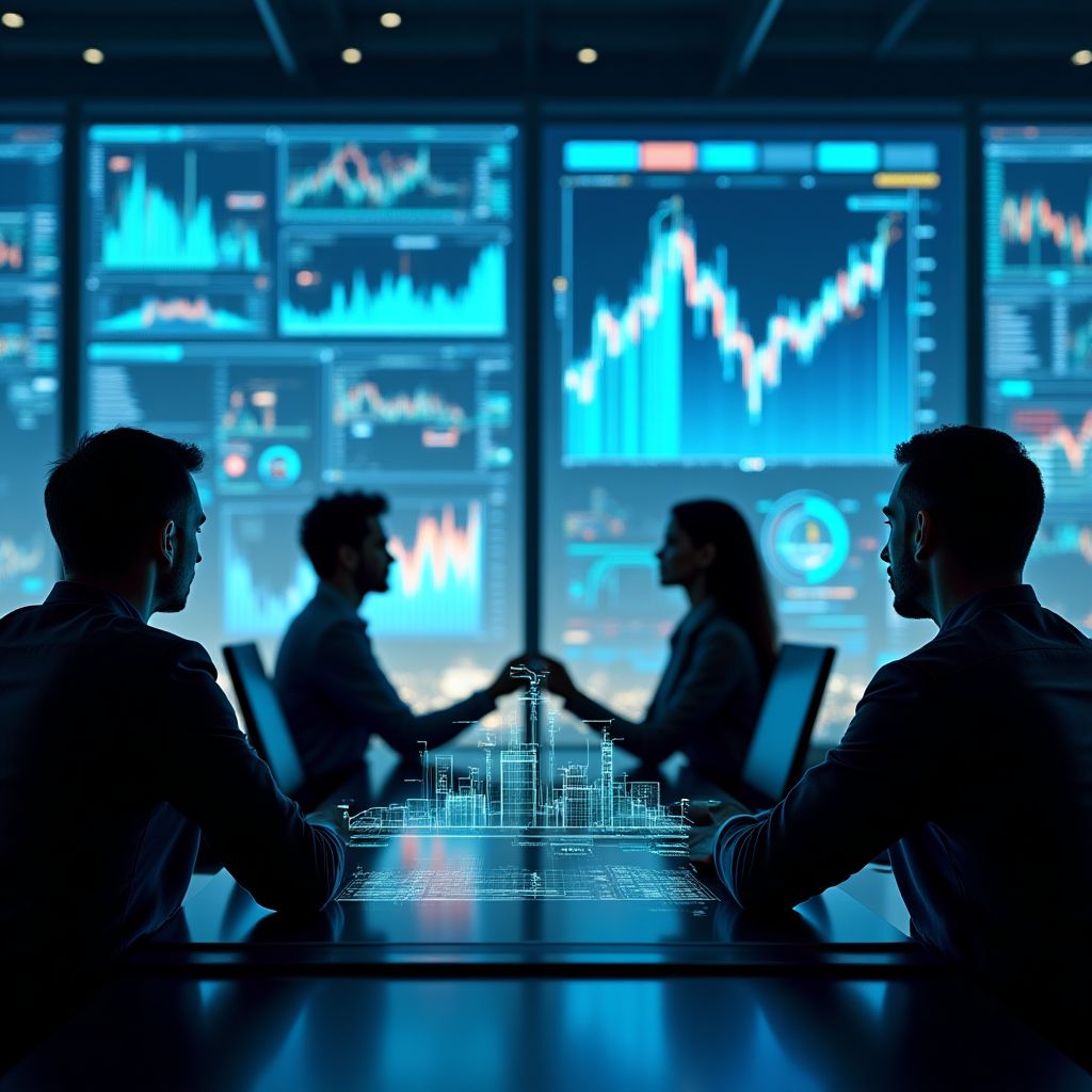 Equipo de analistas energéticos trabajando